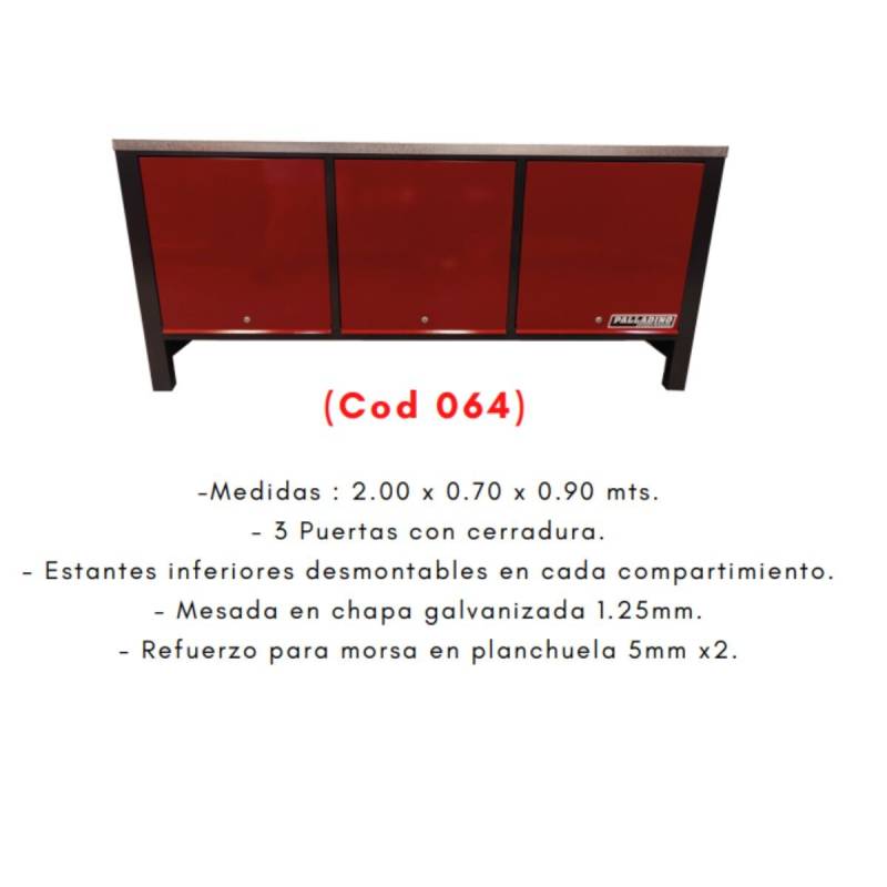 Banco De Trabajo 3 Puertas (2,00 X 0,70 X 0,90 Mts)