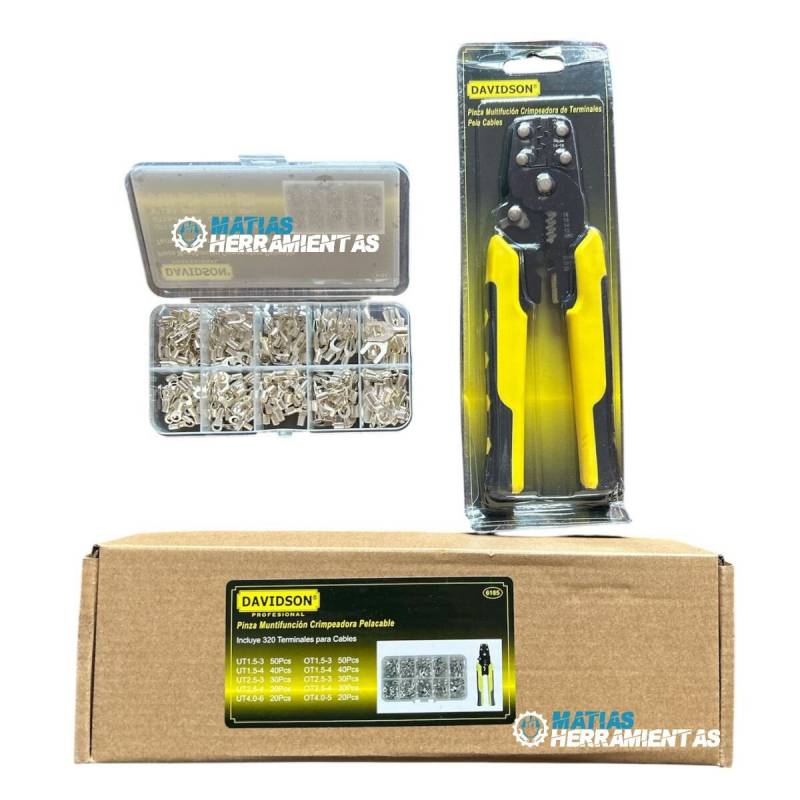 Kit Pinza Crimpeadora Para Terminales Mini + 320 Terminales Surtidos