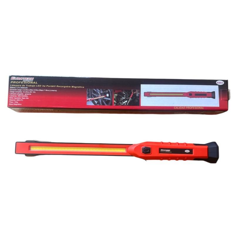 Lampara Portatil Led De Trabajo A Bateria Con Iman Y Gancho