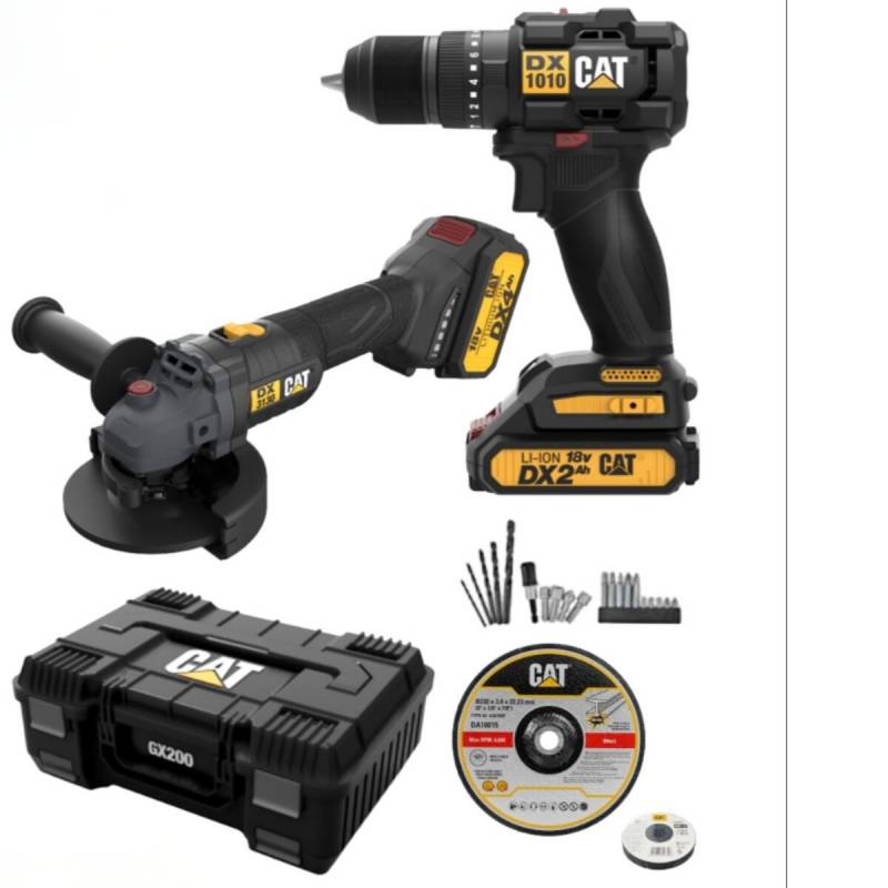 Kit Taladro A Bateria + Amoladora A Bateria Cat Industrial