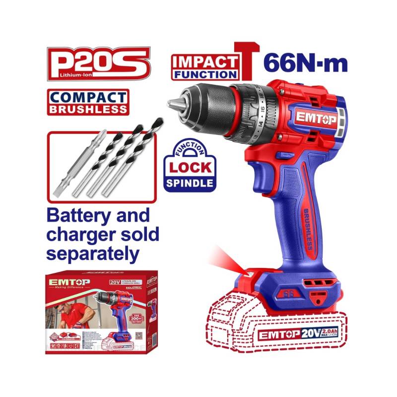 Taladro Atornillador Percutor A Bateria 66Nm (Solo)