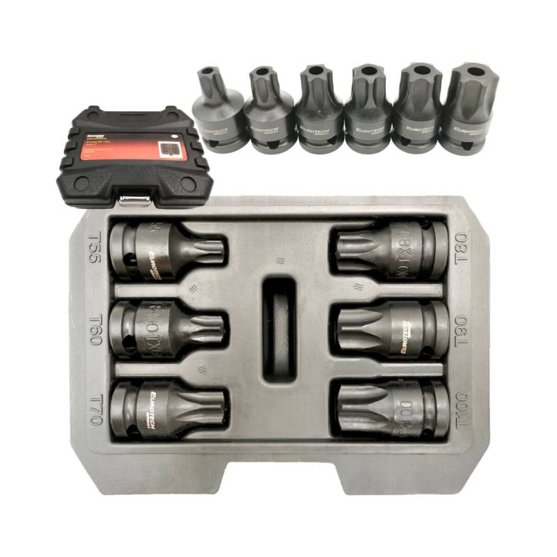 Set De 6 Puntas Torx Con Guia T55 A T100 Tamper