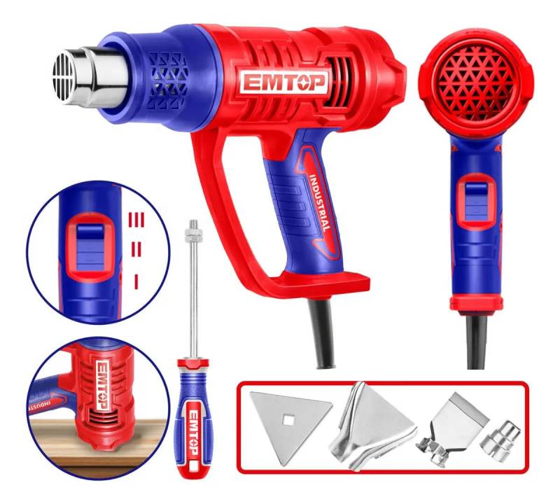 Pistola De Calor 2000W Con Accesorios Emtop