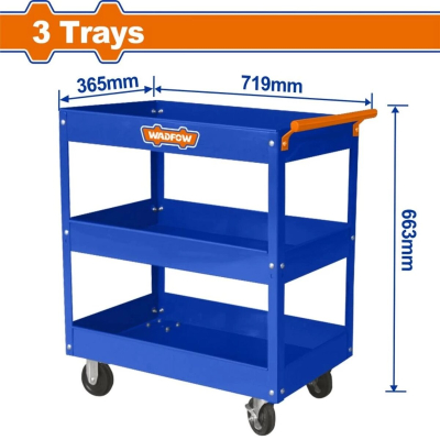 Mesa Rodante 3 Estantes Super Reforzada Azul