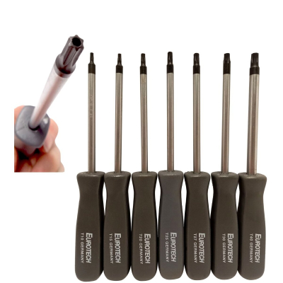 Juego Destornilladores Torx Tamper Con Guia Eurotech