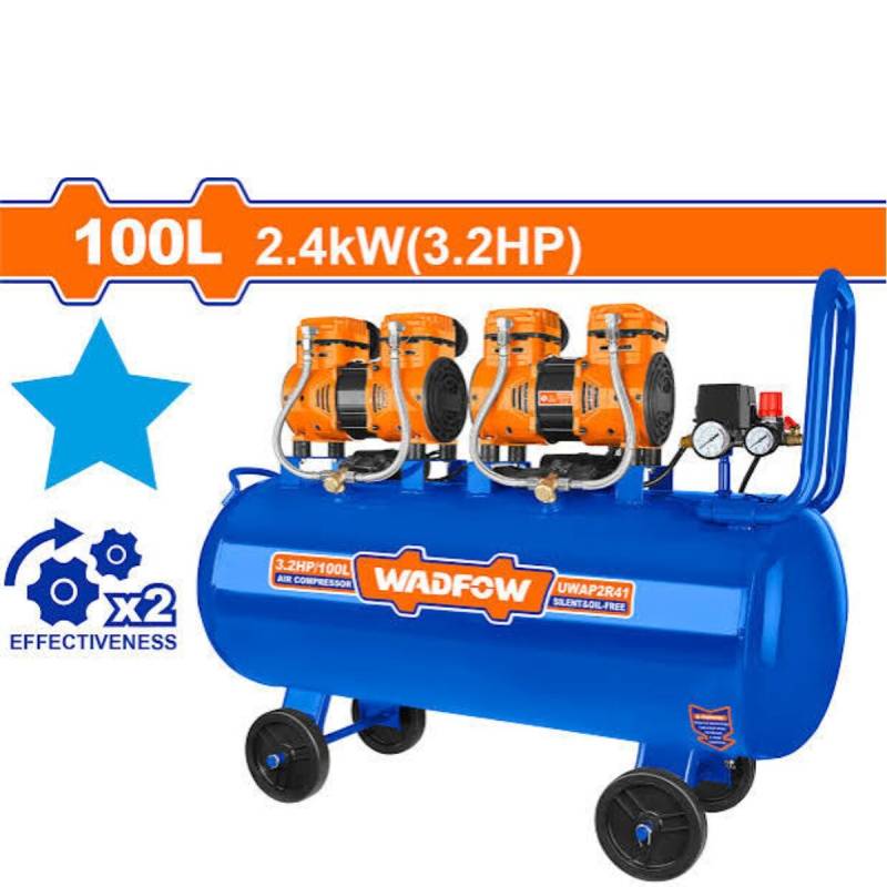 Compresor De Aire 100 Litros Sin Aceite Silencioso 3.2Hp