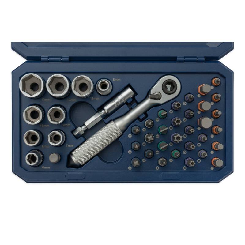 Caja De Tubos Encastre 1/4 Portatil Magnetica 42 Piezas