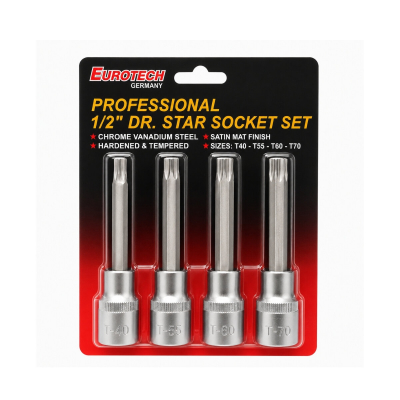 Juego De 4 Puntas Torx Con Tubo 1/2 Eurotech