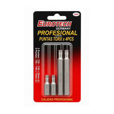Juego De 4 Puntas Torx T30 Y T40 Corta Y Larga