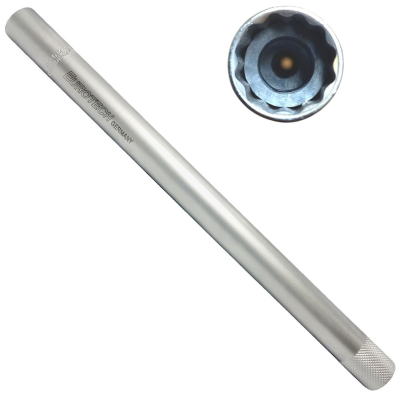 Tubo Saca Bujia 14Mm Largo De Encastre 3/8 Estriado Pared Fina