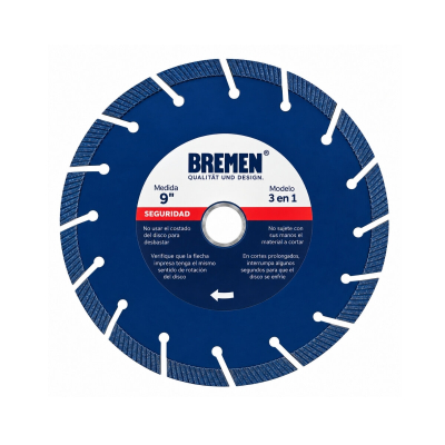 Disco De Corte 3 En 1 Bremen 230Mm Apto Todos Los Materiales 9'