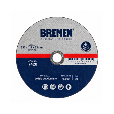 Discos De Corte 230X1.9 En Oxido De Aluminio Bremen (Pack X10)