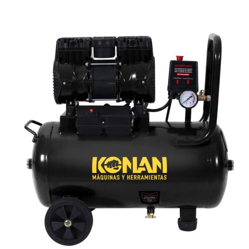 Compresor 50 Litros Sin Aceite Silencioso Con Kit Konan