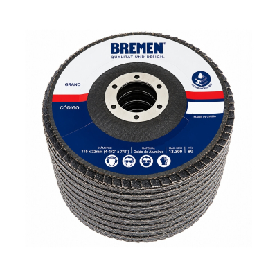 Set De 10 Discos Con Lijas Flap 115Mm Grano 60 Bremen