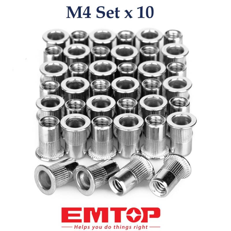Set De 10 Remaches Roscados Tipo Tuerca 4Mm