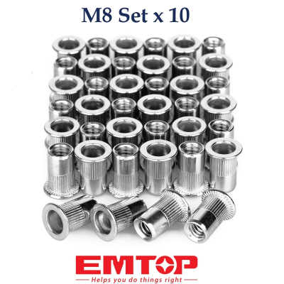 Set De 10 Remaches Roscados Tipo Tuerca 8Mm