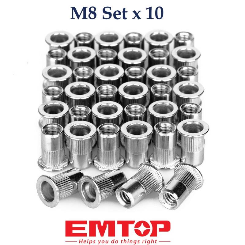Set De 10 Remaches Roscados Tipo Tuerca 8Mm