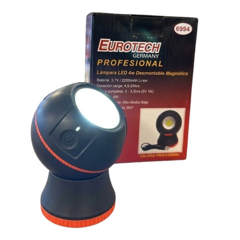 Lampara Portatil Led Esfera Movil Con Iman Y Luz Tactil