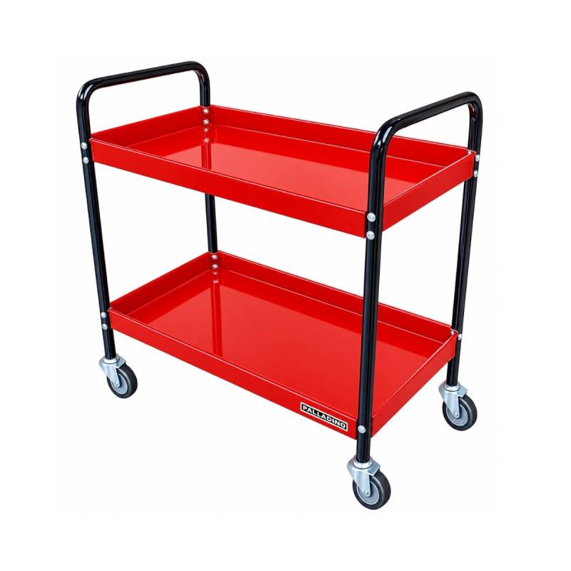 Mesa Rodante 2 Bandejas Con Ruedas Reforzadas Roja