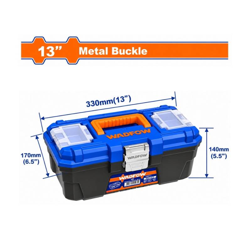 Caja De Herramientas Reforzada De 13 Con Broches Metalicos Wadfow