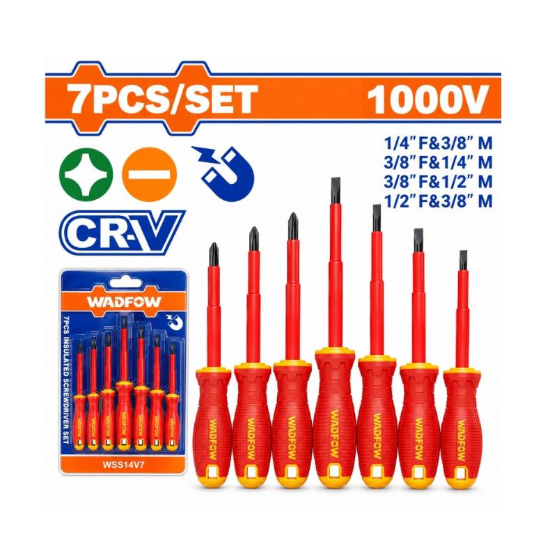 Juego De Destornilladores Aislados 1000V - 7 Piezas Wadfow