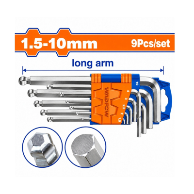 Juego De Llaves Allen Largas 1 A 10Mm Acero Cromo Vanadio 9 Piezas Wadfow