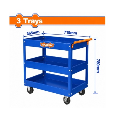 Mesa Rodante 3 Estantes Super Reforzada Azul
